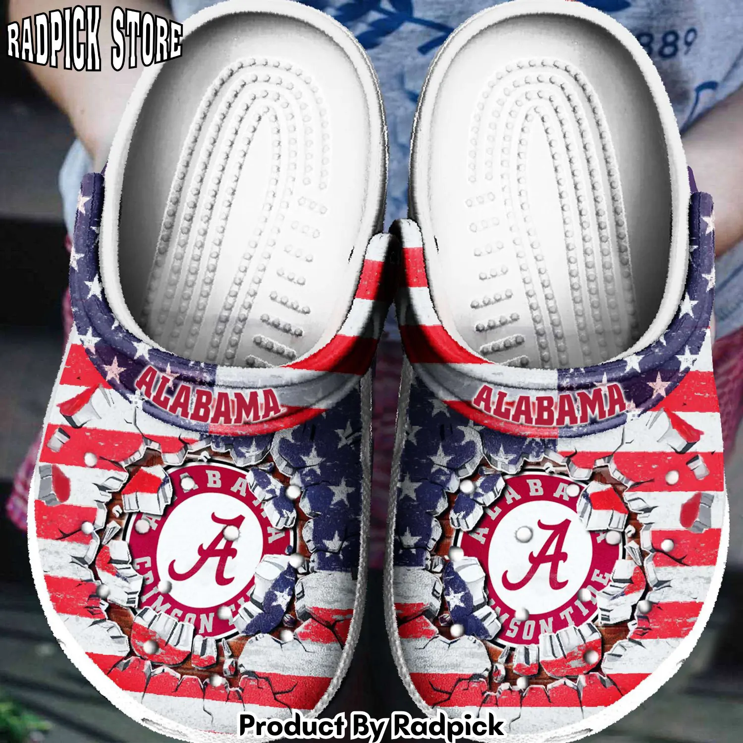 Radpick alabama america flag 4th of july crocband clogs rp6528314